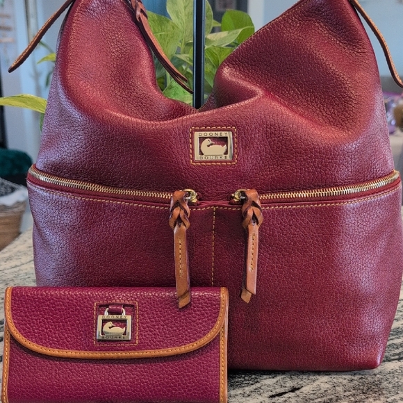 Dooney & Bourke Handbags - Dooney & Bourke Dillen Pebbled Leather Hobo Bag w/Matching Wallet
